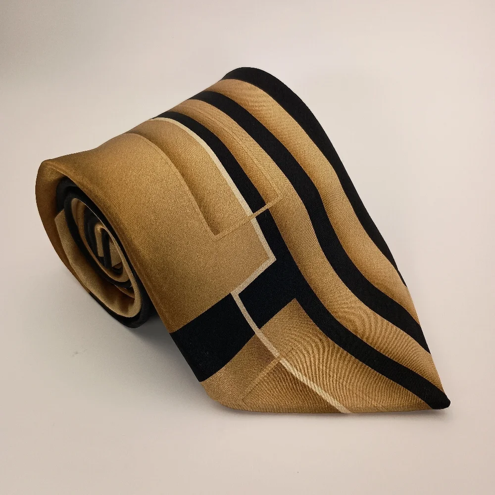Stafford Gold And Black‎ 100% Silk Men's Tie